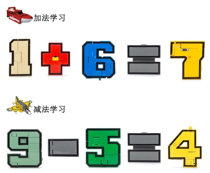 15pcs Number Robot Transformation Alphabet Dinosaur Robot Animal Educational Action Figures Building Block Model Kids Toys gift