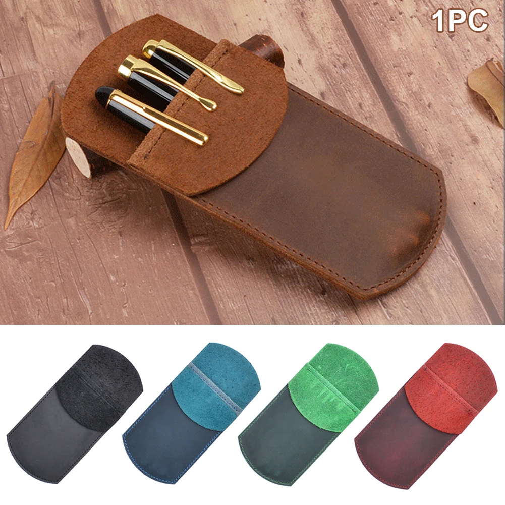 Pen Holder Pencil Case School Supplies Pouch Student Office Durable PU Leather Retro Portable Work Pocket Protector Handmade | Багаж и