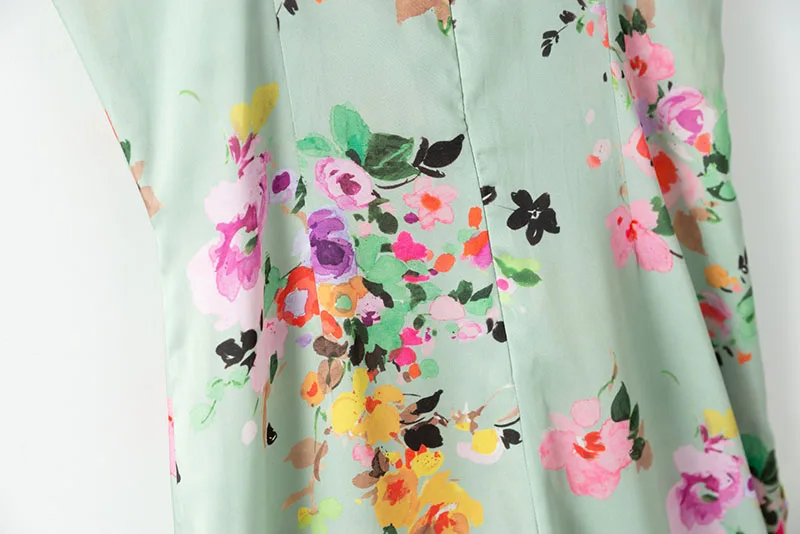 Цветочный принт сзади комбинезон без рукавов Элегантный 2018 Новый Для женщин