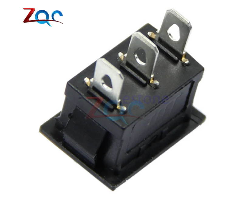 5 шт. AC 6A/250V 10A/125V 3 изоляционный контактный зажим оснастки ВКЛ-ВЫКЛ черный желобковый выключатель рокера