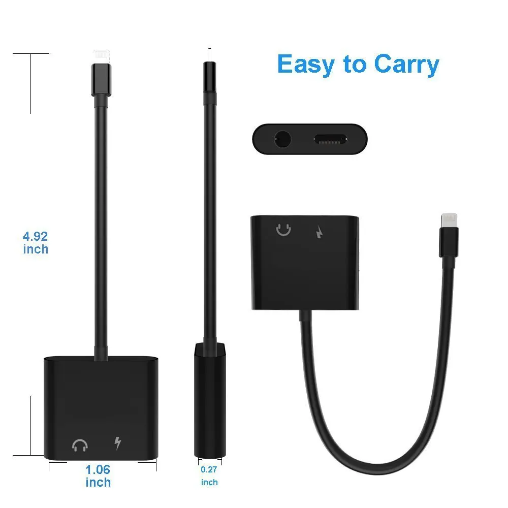 2 в 1 адаптер для наушников Lightning/3 5 мм Aux iphone 7 / 8 X plus (Поддержка iOS 10 3 11) - купить по