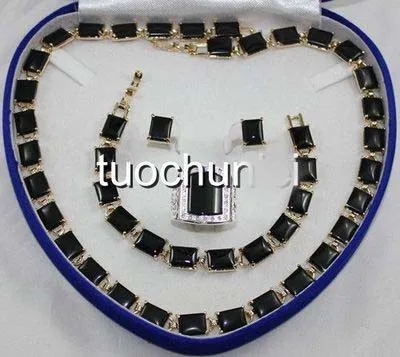 Очень хороший женский замечательный черный обсидиановый камень инкрустация