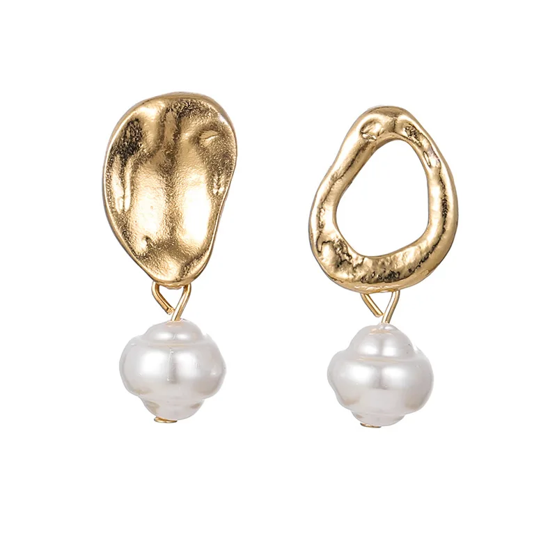 Женские серьги-капельки с натуральным жемчугом длинные серьги золотого цвета