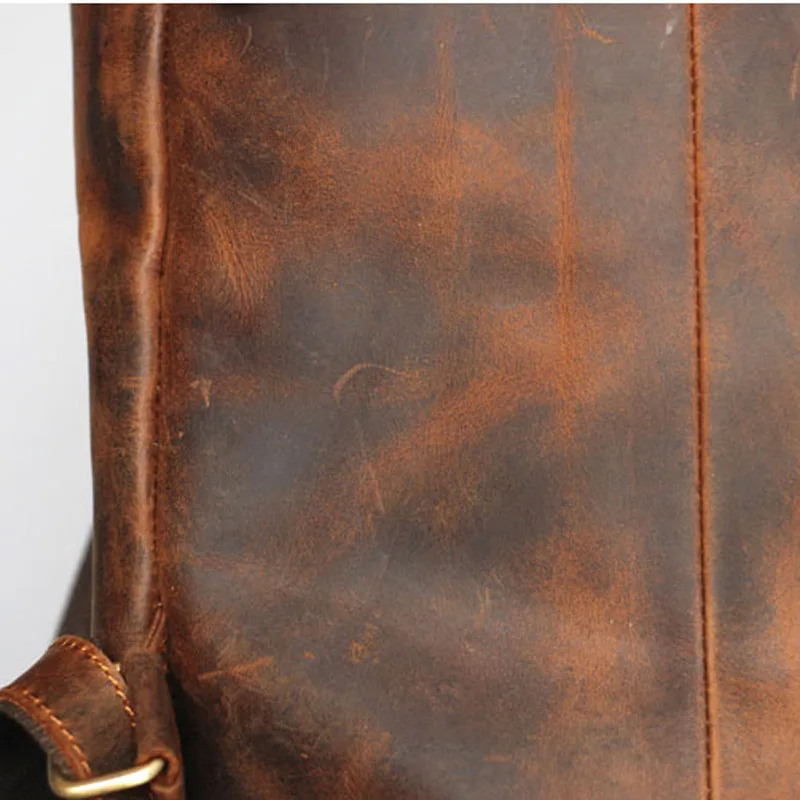 High quality Durable Horse Oli Genuine Leather Men's real Shoulder Bag Travel Waterproof Backpack Head Cream | Багаж и сумки