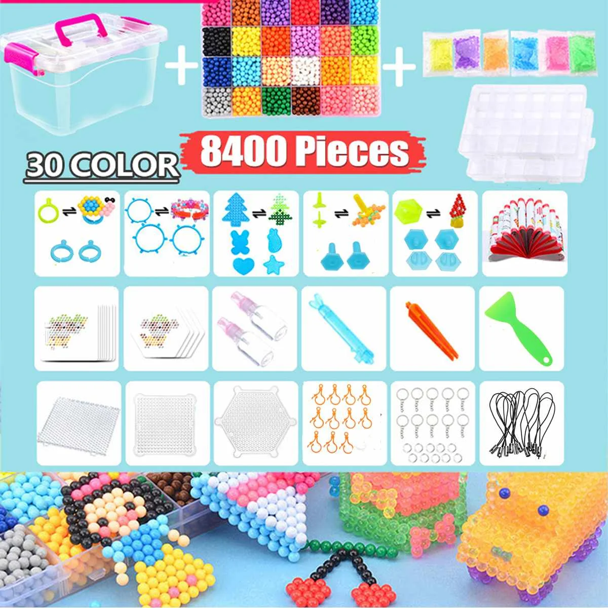 8400Pcs 1 набор разноцветных круглых пенопластовых водяных бусин заправка волшебная вода липкие бусины художественные поделки совместимые Beados домашняя Подарочная бутылка Декор - Цвет: 8400Pcs