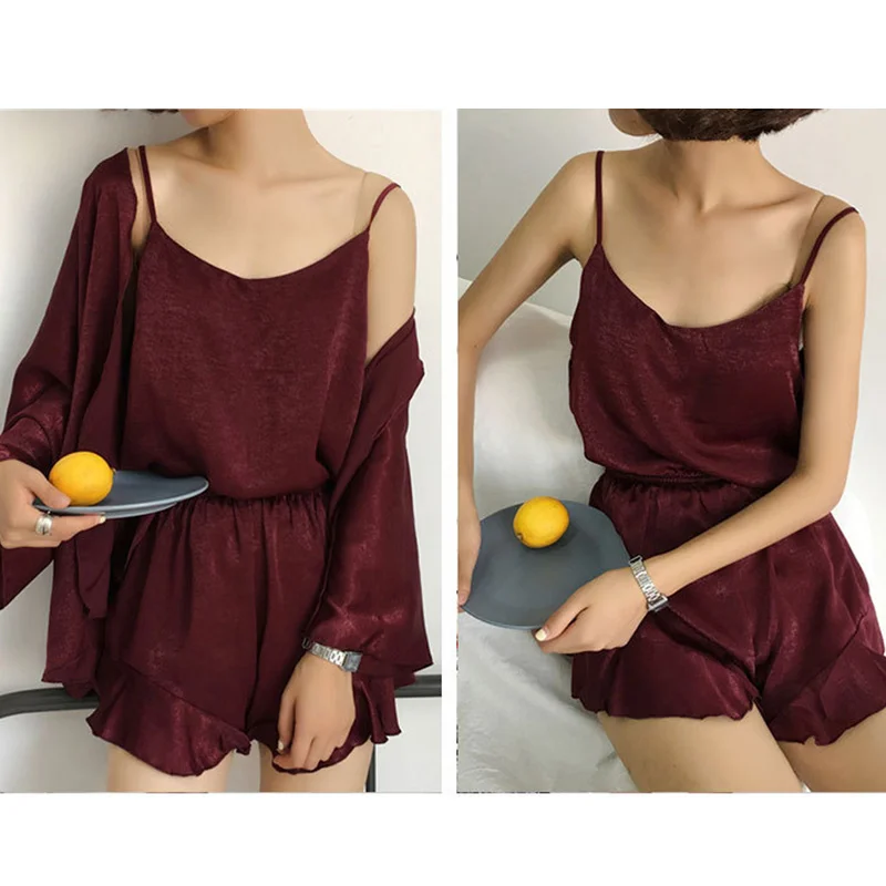 Женский летний Атласный пижамный жилет с v-образным вырезом 4 шт./компл. короткие