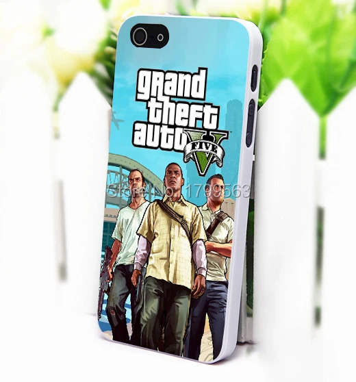 Чехол 8 шт. pcs/lots gta 5 плакат гранд кражи автоматический игра жёсткая белый кожи