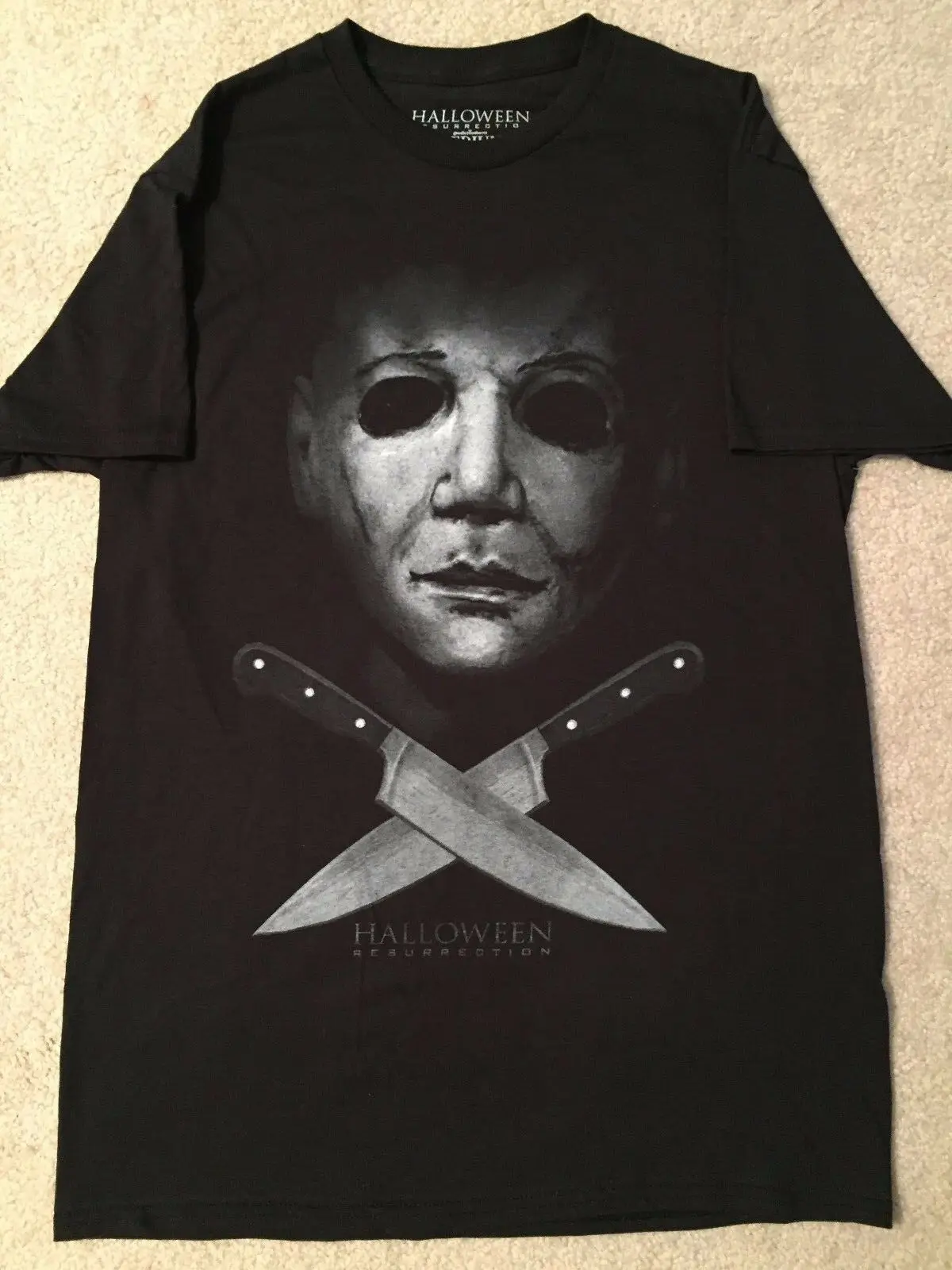 Майкл Майерс Хэллоуин маска нож ужас слэшер зомби фильм Мужская Новая футболка |