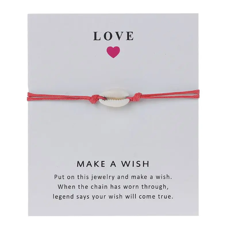 Wish Card Gift Nature Shell Red String Cord Bracelet Handmade Friendship Jewelry | Украшения и аксессуары