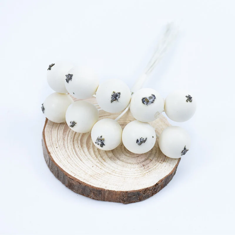 milk white 10 шт./набор, Мини искусственные фрукты, пена, вишня, рождественские украшения для дома, свадьбы, сделай сам, гирлянда, Подарочная коробка, дешевые искусственные растения - Цвет: milk white