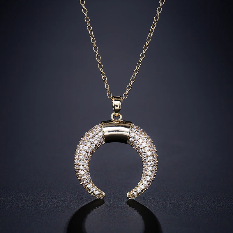 Hot Sale Crescent Moon Pendant Necklace. Gold Color Double Horns Necklace for Ladies Jewelry Birthday Giftt | Украшения и