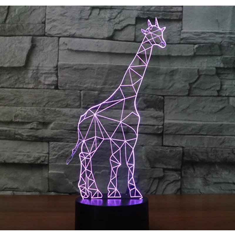 3D LED ночник пазл Жираф Олень с 7 видов цветов свет для украшения дома лампа