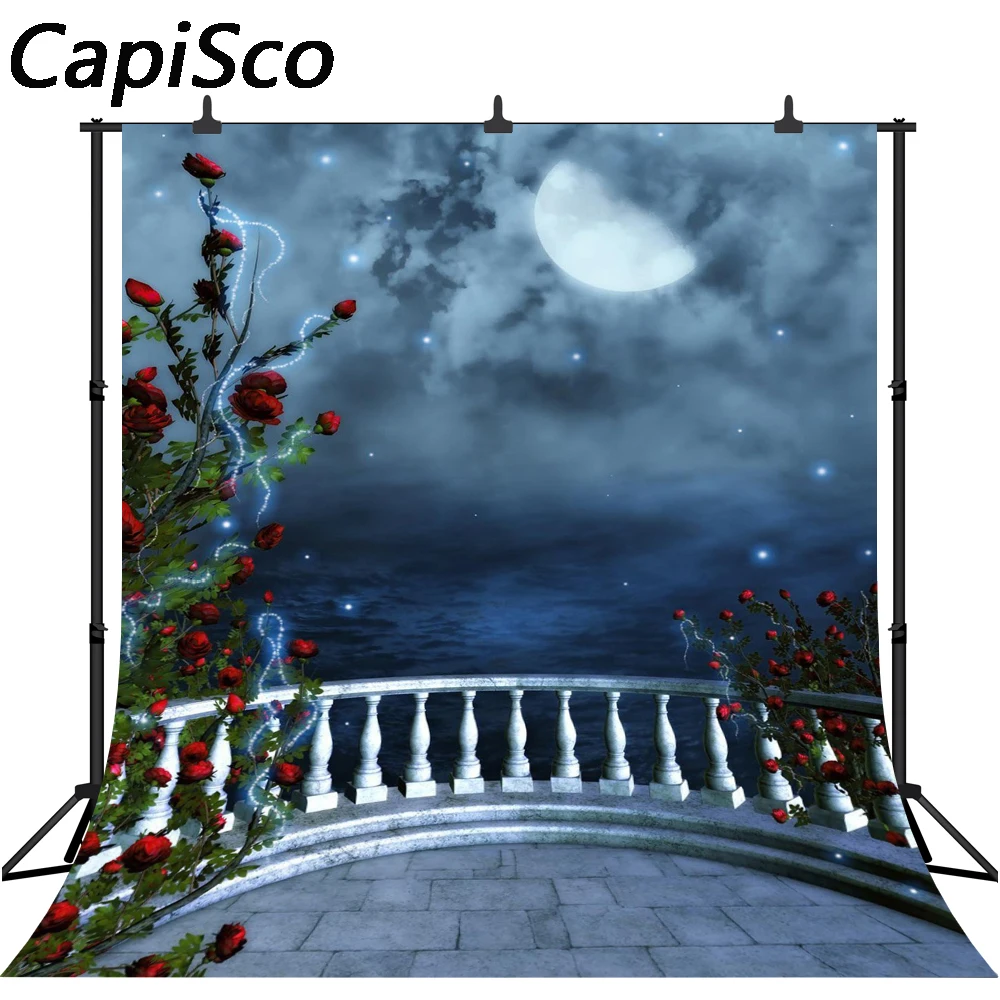 Capisco Vinyl Photography Background Moonlight Rose Fairy Tale Castle Computed Printed Children Backdrops for Photo Studio | Электроника