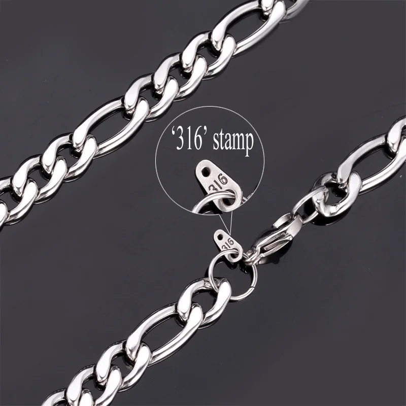 Figaro цепочка ожерелье браслет комплект ювелирных изделий для мужчин 9 мм