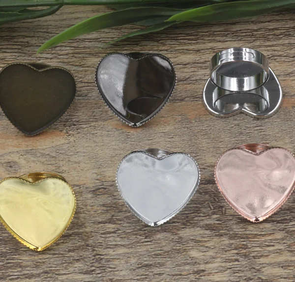 40 шт 25 мм Сердце из кабошона лоток кольцо пустая Камея Лоток