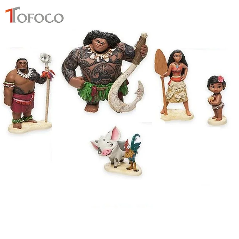 TOFOCO 5 шт./компл. принцесса Моана фигурка Мауи Heihei Waialik главный Tui кукла модель