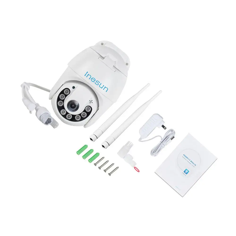Inesun HD 1080P Wifi IP камера наружная 355°Pan/90°Tilt PTZ IP камера безопасности Водонепроницаемая 4 мм объектив 165ft IR ночного видения Макс 128G