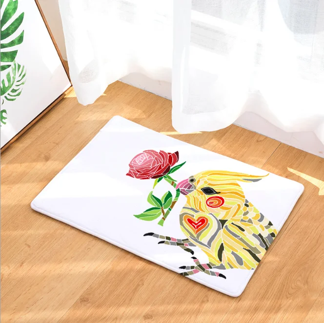 Акварель попугай цветок коврик для ванной кухня ковер декоративные