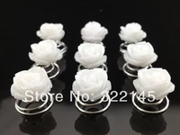 100pcs white rose flower bridal wedding hair twists spins pins hair accessory h99