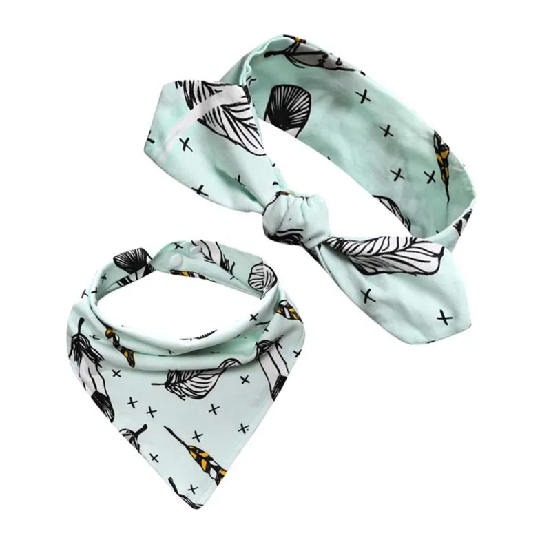 RDP-019 Baby bibs and headband infant bib baby boys girls 2 pcs Soft cotton cute gift bebe photo prop | Детская одежда и обувь