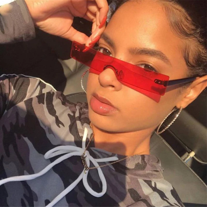 Винтажные прямоугольные солнцезащитные очки без оправы для женщин 2020