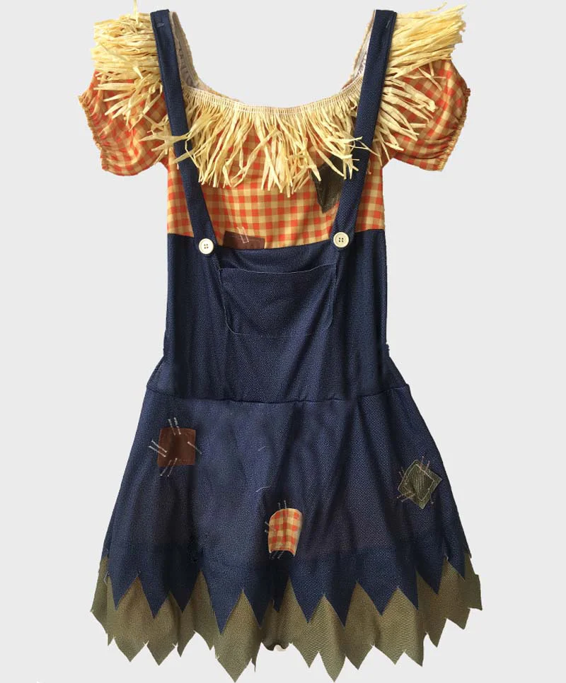 

Children Adult Halloween Party Cosplay Scarecrow Witch Dress Cowboy Overalls Costume Hat