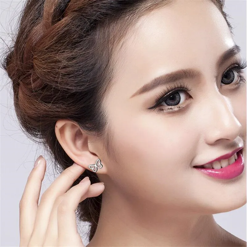 

925 Sterling Silver Hollow Butterfly Stud Earrings for Women Brincos Fashion Silver Jewelry Bijoux ES287