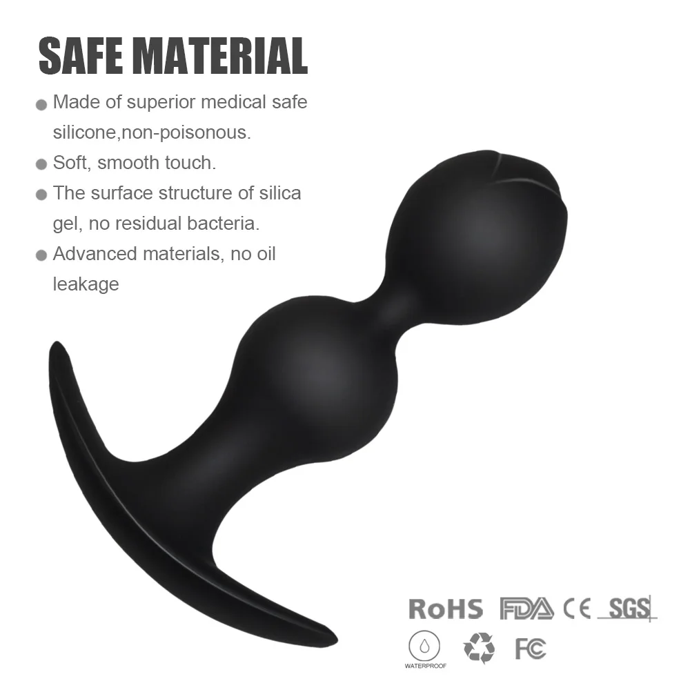 Черная Роза силиконовая Анальная пробка унисекс секс бусина взрослые игрушки