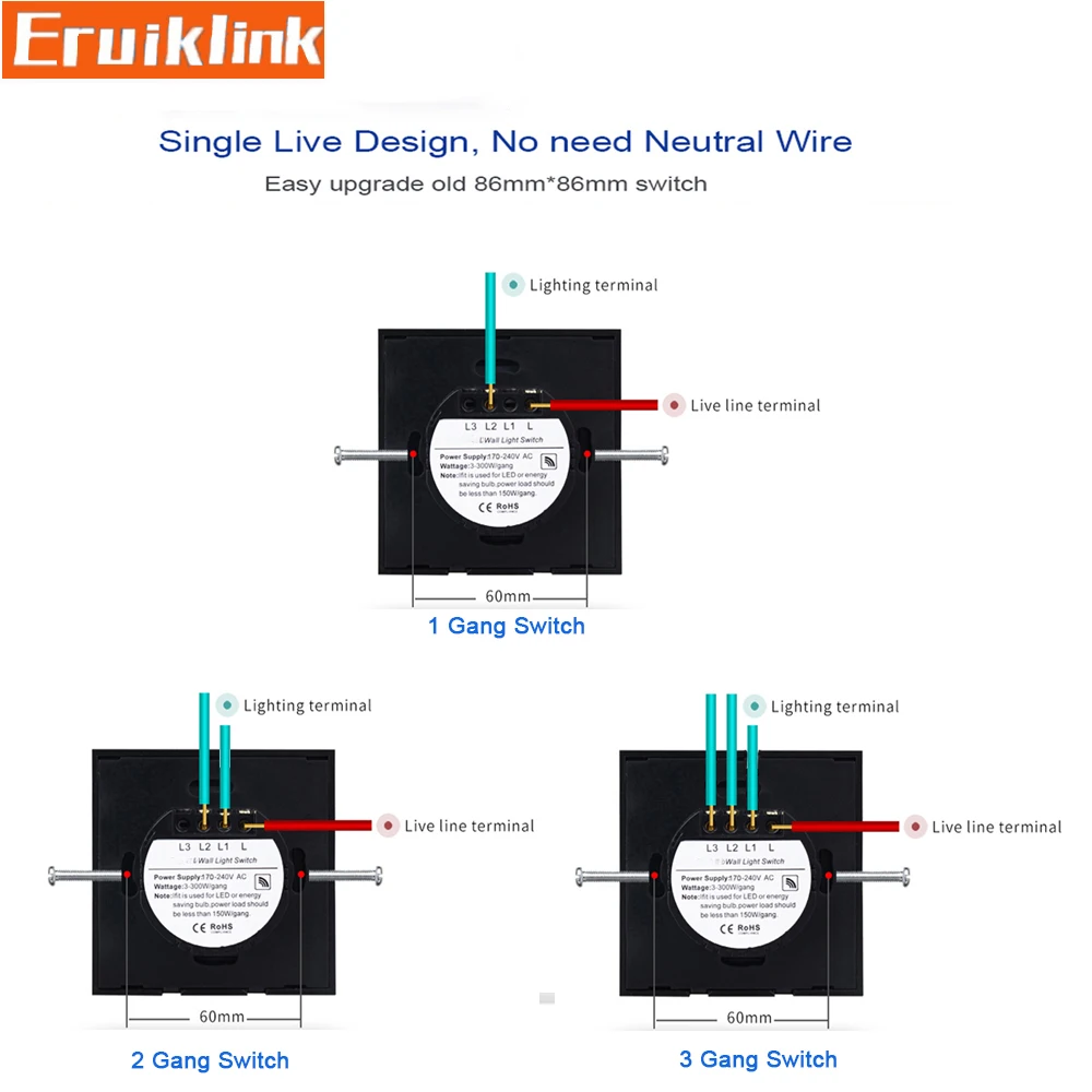 Стандарт ЕС/Великобритании настенный выключатель черная Хрустальная стеклянная
