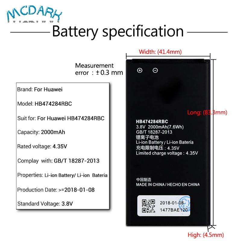 Аккумулятор для Huawei y5 y550 y560 y625 y635 g521 g620 c8816 Honor 3C lite 2000 мАч|Аккумуляторы мобильных