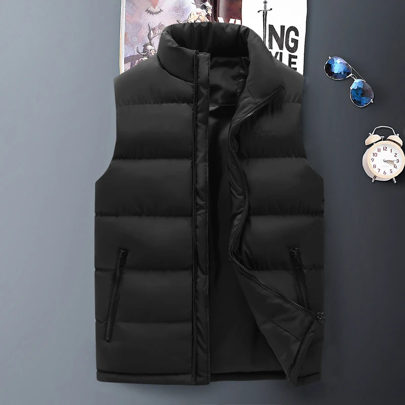 Стильный осенне-зимний теплый жилет без рукавов мужской приталенные