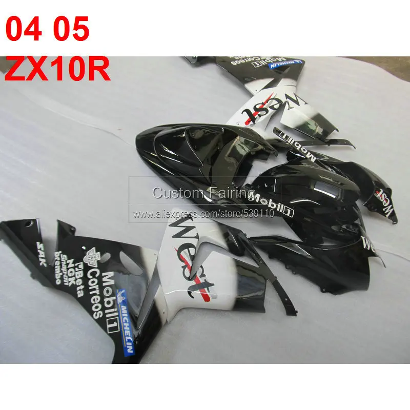 Обтекатели из АБС пластика для Kawasaki ZX10R Ninja zx 10r 2005 2004 черная наклейка в западном