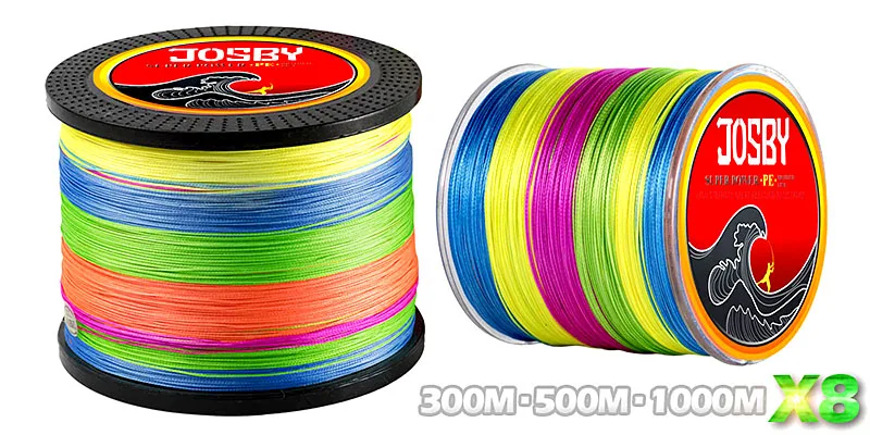 JOSBY 300 м 500 м 1000 м 4 нити 8 нитей многоцветная ПЭ плетеная проволока многофиламентная супер сильная леска Новинка