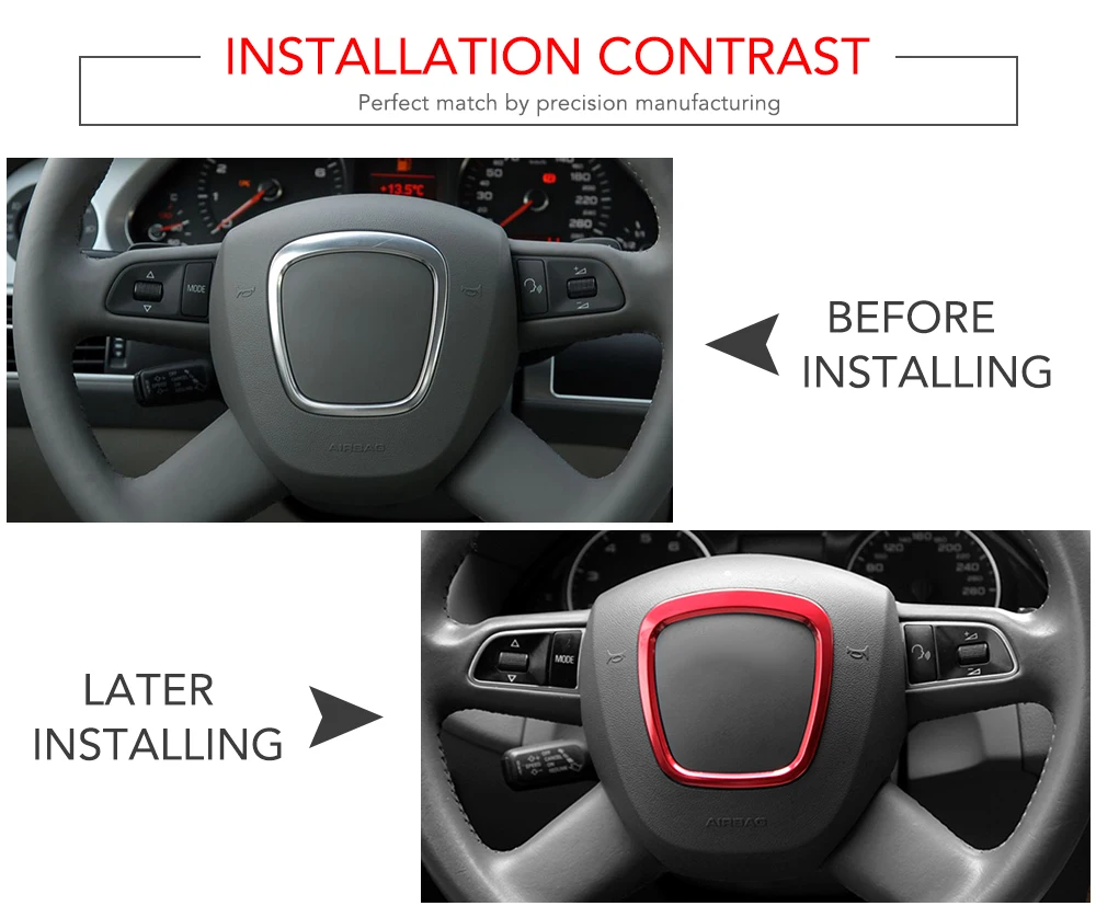 Автомобильное рулевое колесо декоративное металлическое кольцо наклейка для Audi