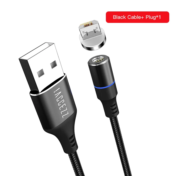 1 Plug Black Cable ACCEZZ настоящий 3A Магнитный кабель 5 отверстий кабель передачи данных для быстрой зарядки Micro Тип usb C для iPhone XS MAX XR samsung Xiaomi зарядный шнур - Цвет: 1 Plug Black Cable