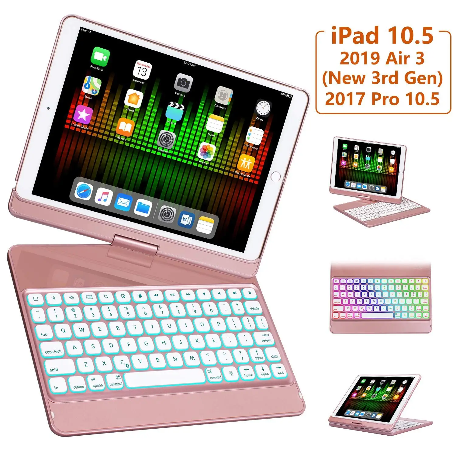 Чехол клавиатура для iPad Air 3 10,5 поворот беспроводная клавиатура с подсветкой Bluetooth чехол для iPad Air 3 10,5 funda Pro 10,5 чехол