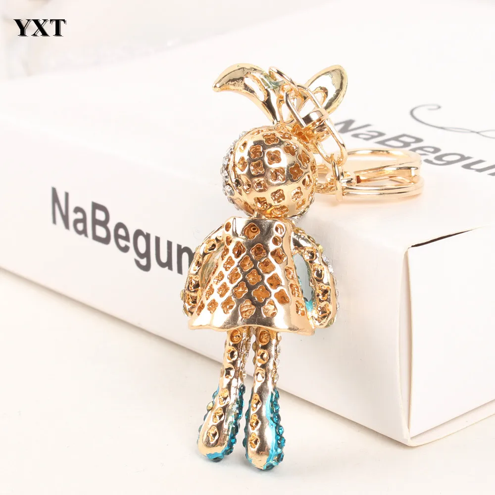 Женская Клубная сумка кошелек с подвеской и кристаллами в виде кролика синего