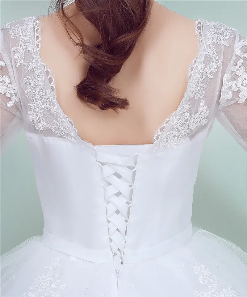 Модное свадебное платье с v-образным вырезом Vestido De Noiva, изготовленное на заказ, королевское длинное платье с аппликацией в виде поезда, кружевное с рукавами 1/2, вышивкой 72