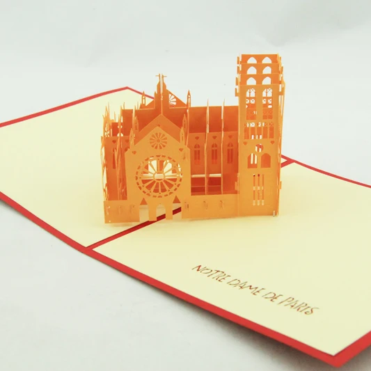 Нотр Дам здания Сувенир 3D карта kirigami/ручной работы поздравительные открытки