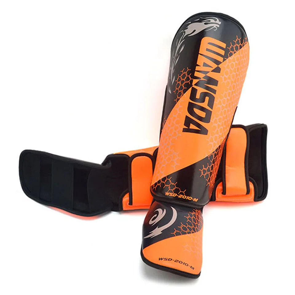 orange with black Детские/Молодежные/взрослые ММА Боксерские щитки для кикбоксинга оборудование для поддержки лодыжки каратэ защитные Sanda Муай Тай леггинсы - Цвет: orange with black