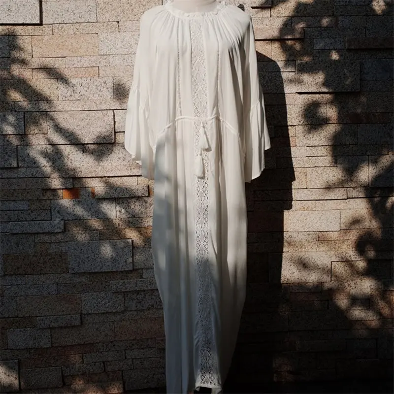 Robe Ete 2021 женская одежда летнее пляжное платье белая хлопковая Туника пикантные