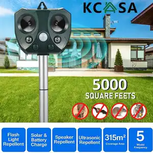 Ультразвуковой отпугиватель животных на солнечной батарее, уличный садовый светильник с датчиком движения, для собак, кошек, енота, кроликов