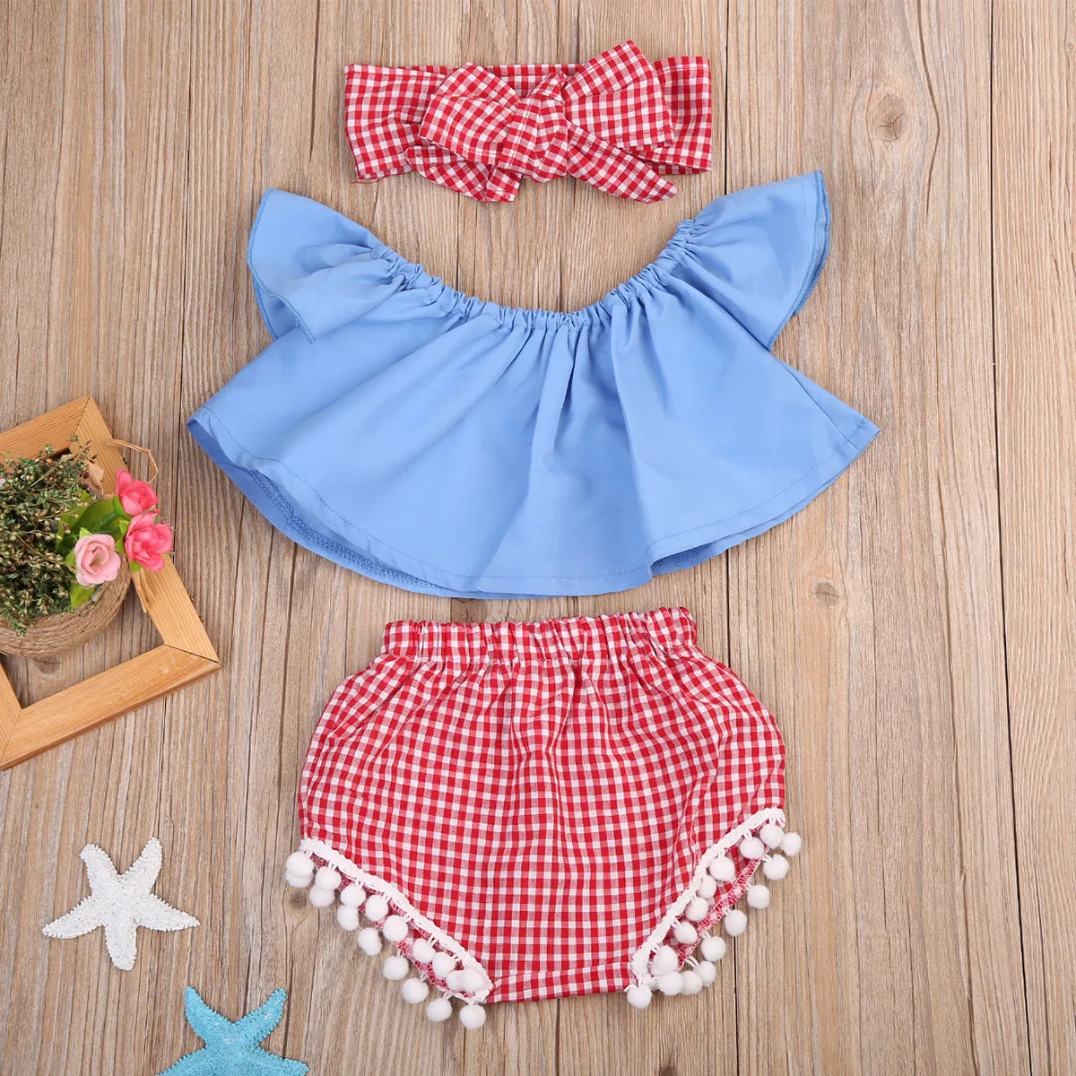 Комплект одежды из 3 предметов с открытыми плечами для маленьких девочек