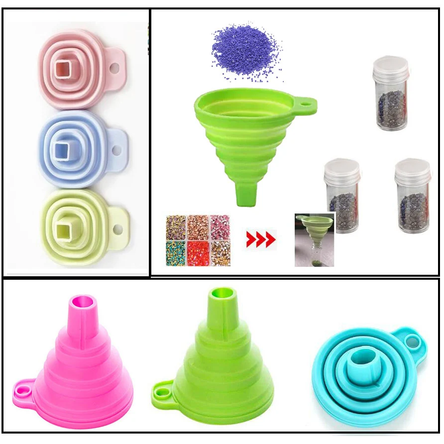 

New Diamond Painting Accessories tools Beads Container Collapsible Silicone Funnel Diamond Embroidery mosaic Tools Organizer
