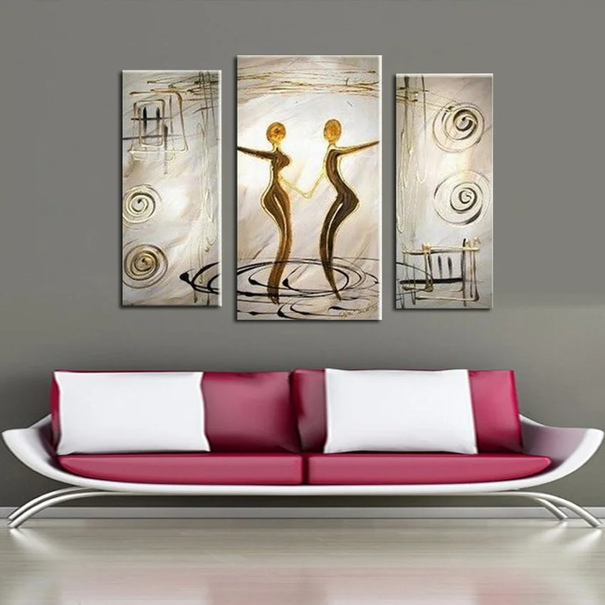 3 шт. ручная роспись картина маслом на холсте современная абстрактная танцовщица
