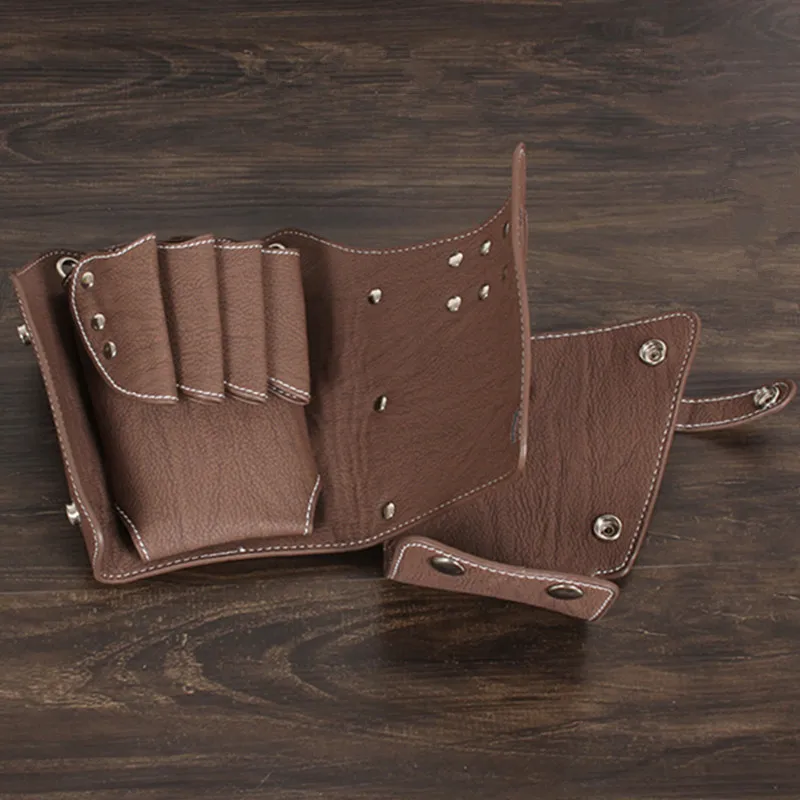 Кобура для парикмахерских ножниц органайзер черная коричневая из полиуретана с