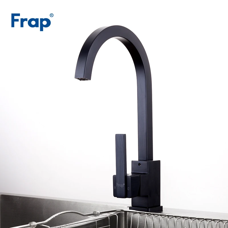 Frap Новое Поступление Черные Квадратные смесители для кухни вращение на 360