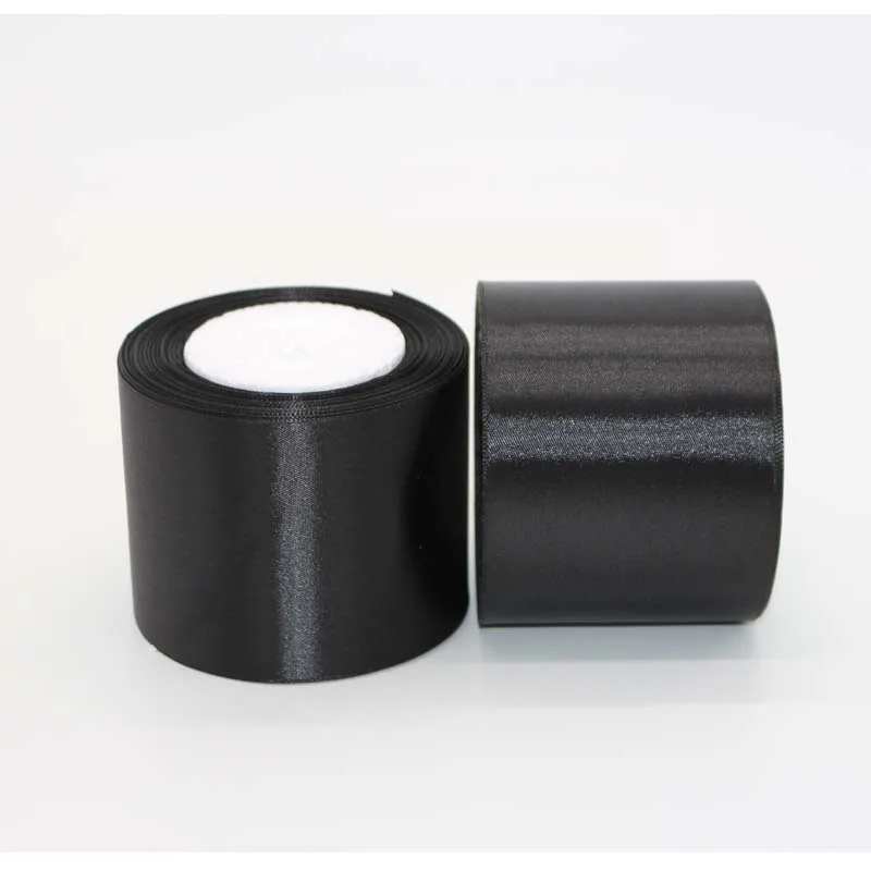 Брендовая черная лента атласная 25 ярдов шелковая для свадьбы украшение