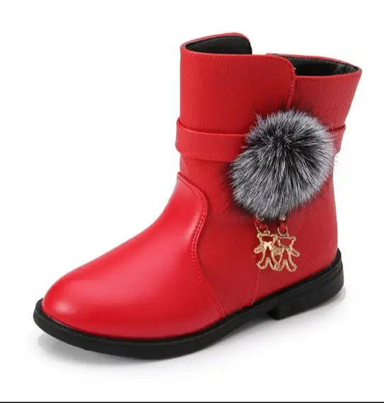 Зимние модные детские зимние ботинки для девочек обувь теплые плюшевые с мягкой