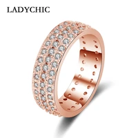 ladychic high quality cubic zirconia full paved wedding band rings rose white gold color vintage ring for women bague lr1019